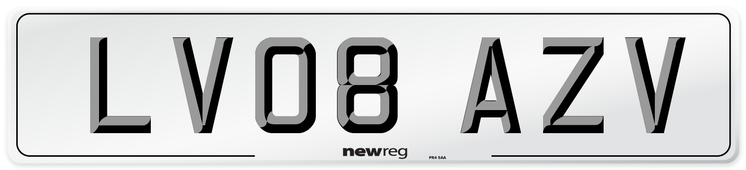 LV08 AZV Number Plate from New Reg